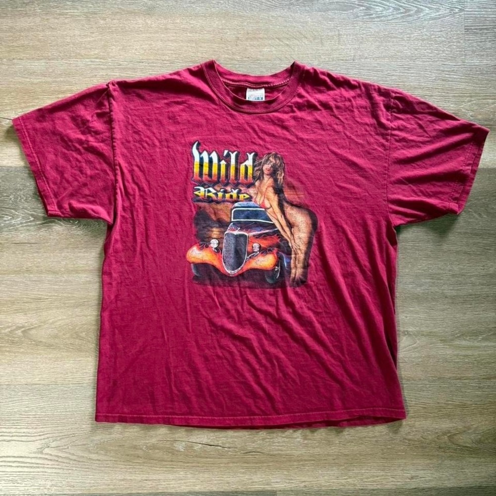 Vintage Hot Rod "Wild Ride" Pinup girl tee Size XXL‎